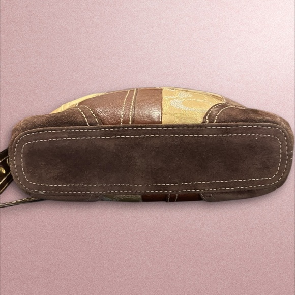 Coach 10435 Patchwork Crossbody Bag Brown Suede Leather Canvas Y2K Vintage - Picture 8 of 15